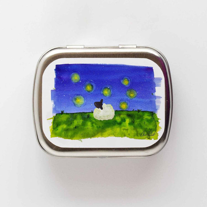 Twice Sheared Sheep - Firefly Dreams Stitch Marker Storage Tin - Shae's Stitchery - notion tin