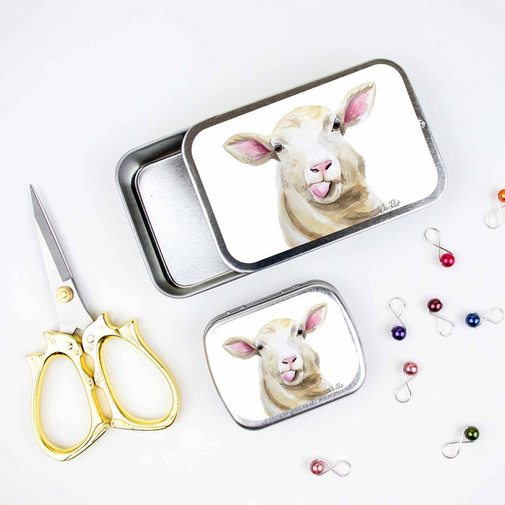 Twice Sheared Sheep - Sassy Sheep Stitch Marker Storage Tin - Shae's Stitchery - notion tin