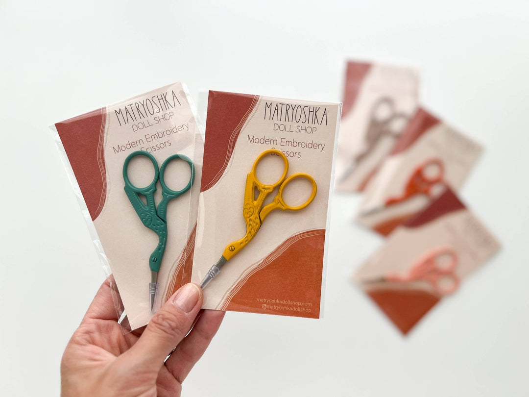 Matryoshka Doll Shop - Bird scissors, small sewing scissors, stork scissors - Shae's Stitchery -