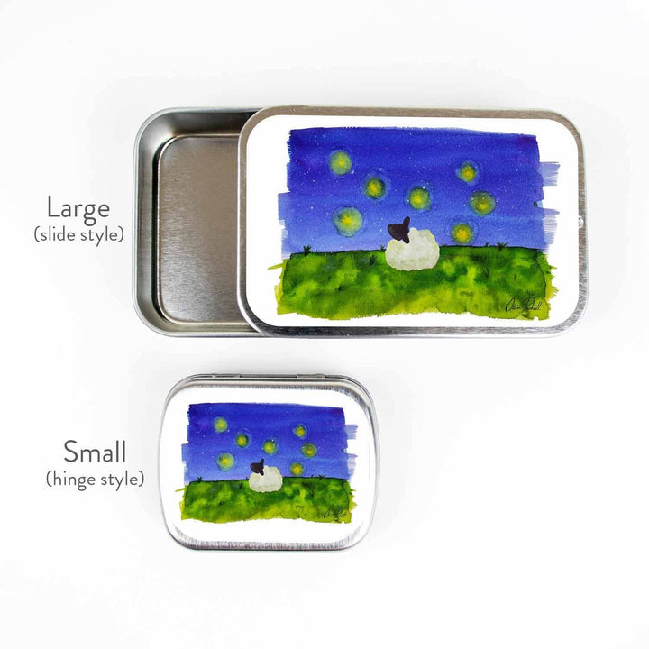 Twice Sheared Sheep - Firefly Dreams Stitch Marker Storage Tin - Shae's Stitchery - notion tin