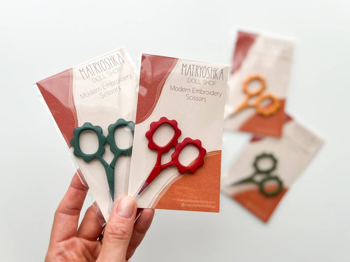 Matryoshka Doll Shop - Small Flower scissors, tiny embroidery scissors - Shae's Stitchery -