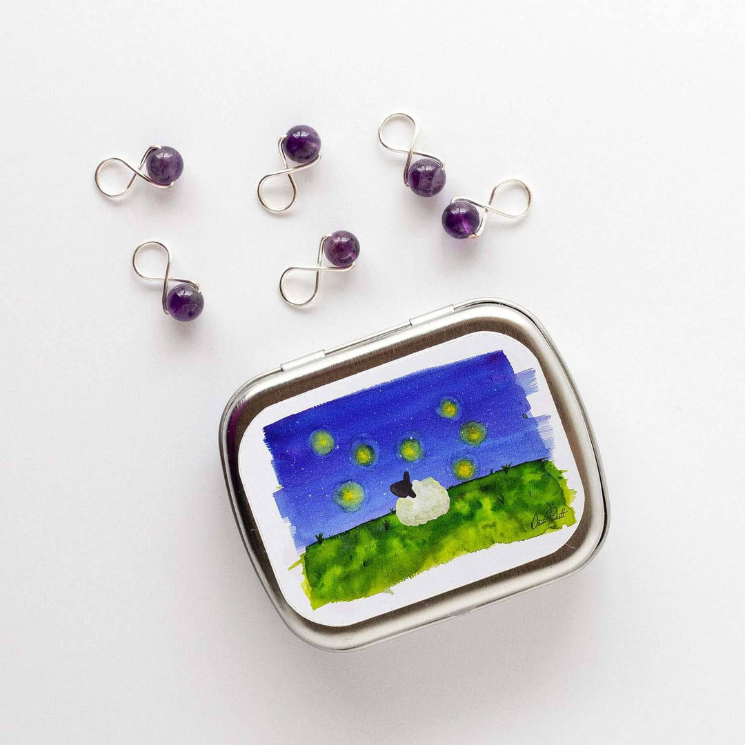 Twice Sheared Sheep - Firefly Dreams Stitch Marker Storage Tin - Shae's Stitchery - notion tin