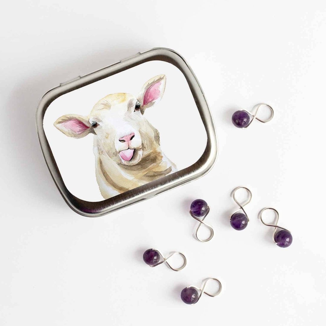 Twice Sheared Sheep - Sassy Sheep Stitch Marker Storage Tin - Shae's Stitchery - notion tin