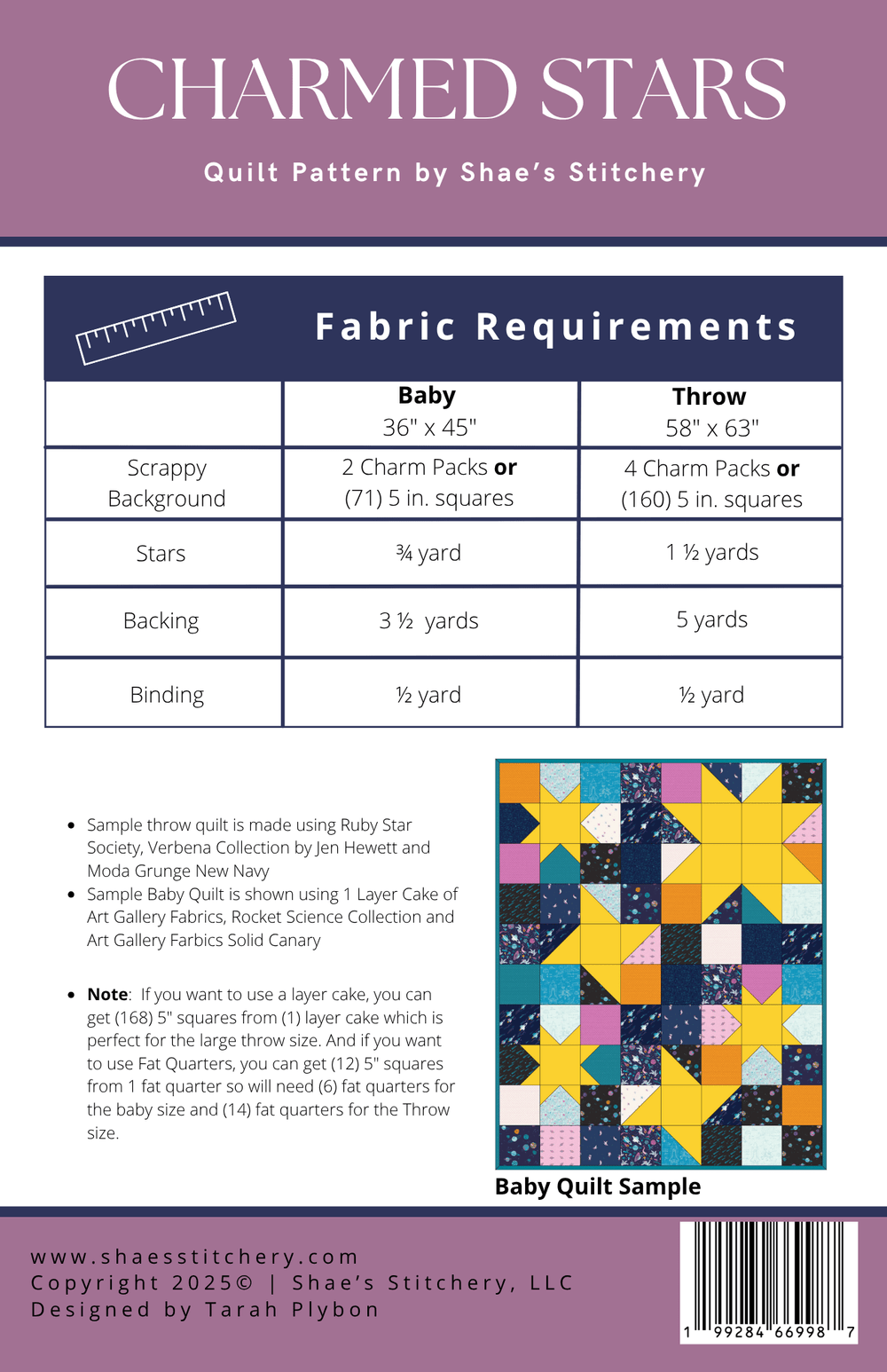 Charmed Stars Quilt Pattern - PAPER (WHOLESALE) - Shae's Stitchery - Quilt Pattern