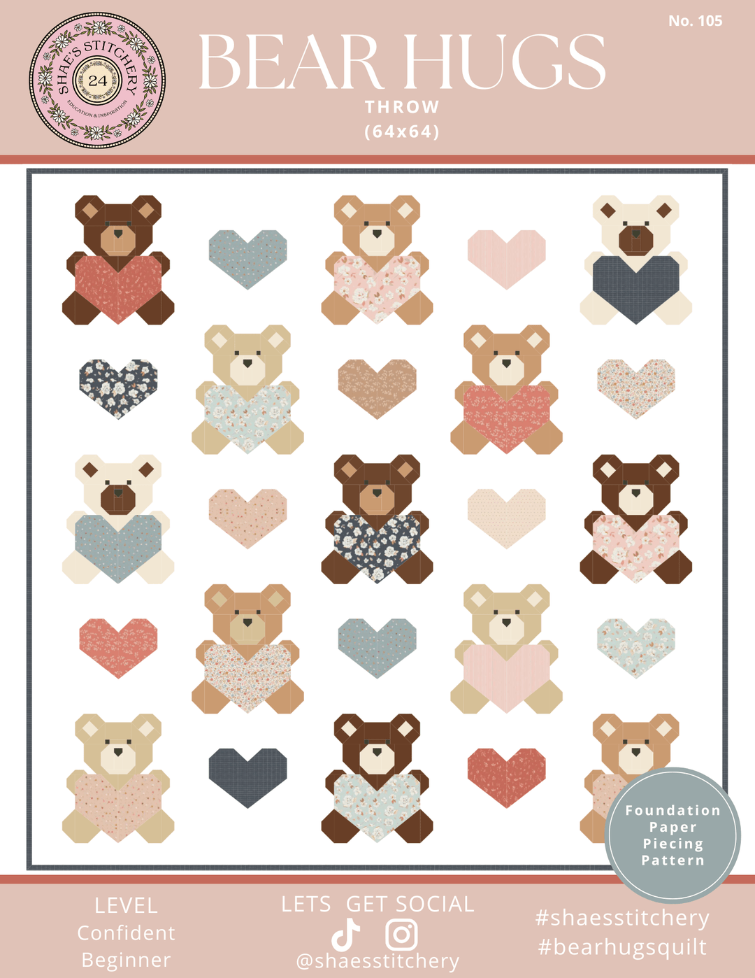 Bear Hugs Quilt Pattern and Sock Pattern Bundle - PDF - Shae's Stitchery - Quilt Pattern and Sock Pattern Bundle
