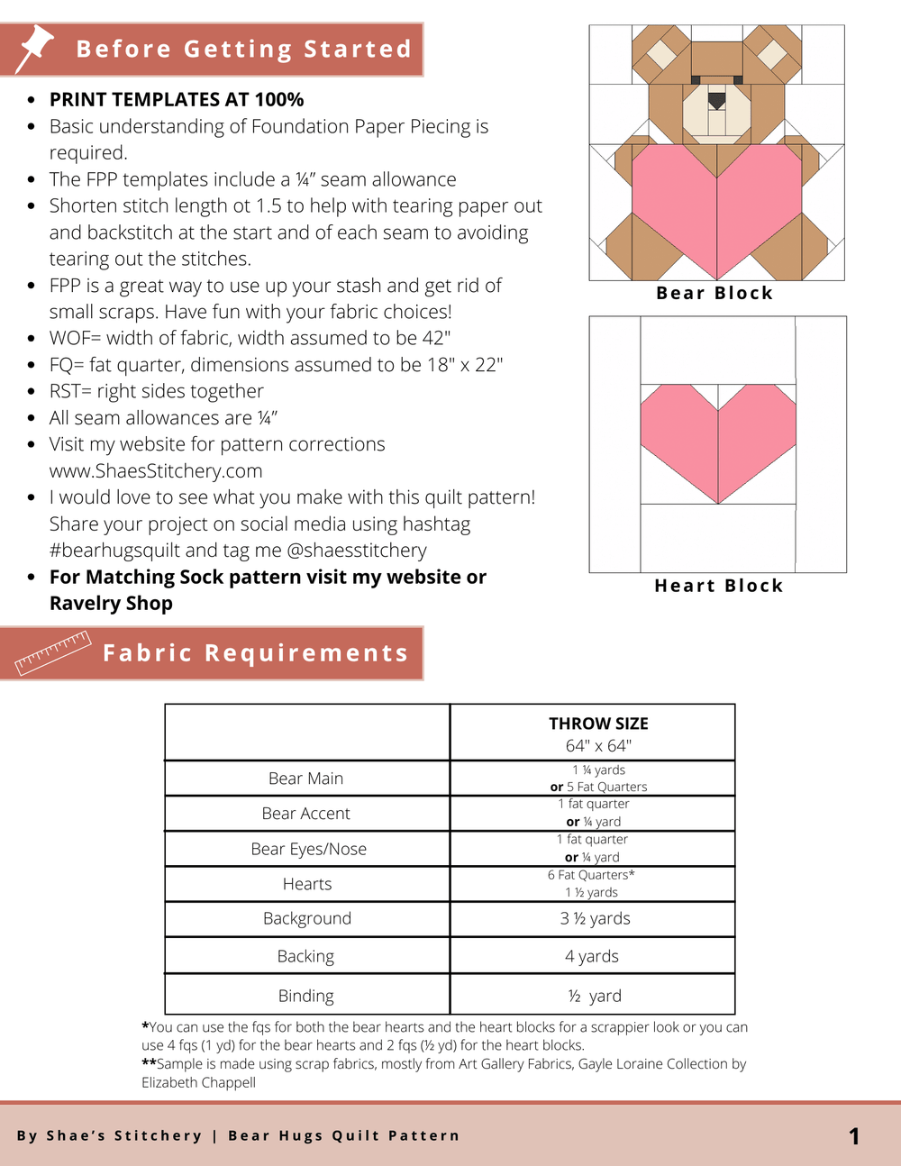 Bear Hugs Quilt Pattern and Sock Pattern Bundle - PDF - Shae's Stitchery - Quilt Pattern and Sock Pattern Bundle