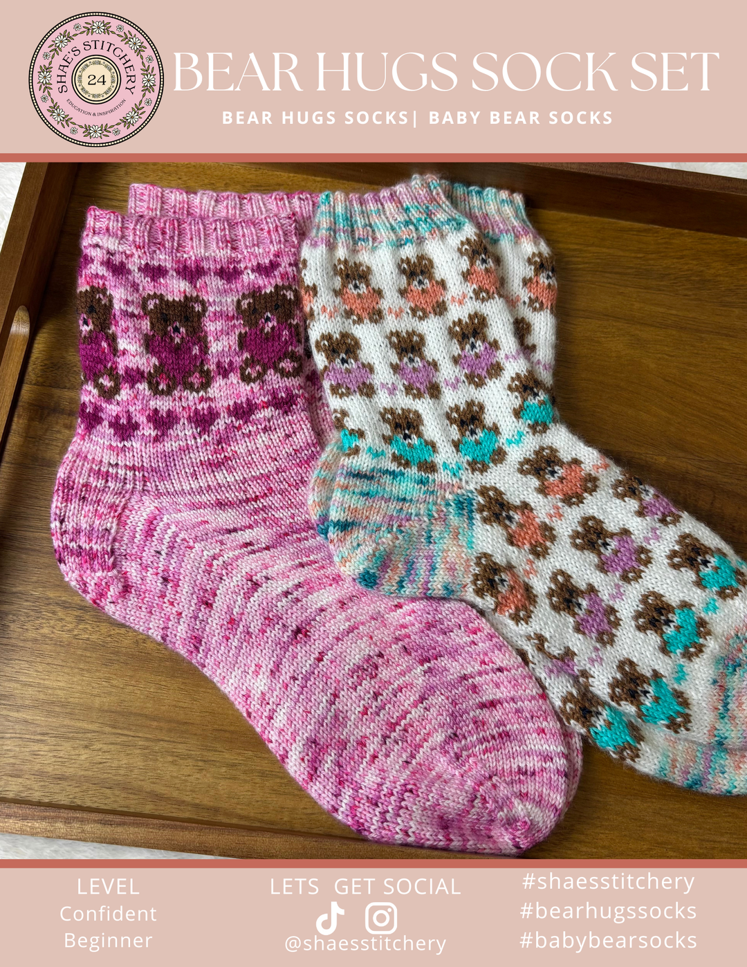Bear Hugs Sock Pattern Set - PDF - Shae's Stitchery - Sock Pattern