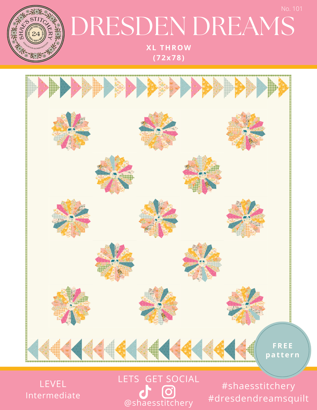 FREE! Dresden Dreams Quilt Pattern - PDF - Shae's Stitchery - Quilt Pattern