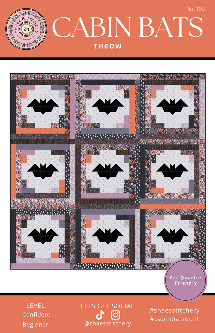 Cabin Bats Quilt Pattern - PAPER (WHOLESALE) - Shae's Stitchery - Quilt Pattern