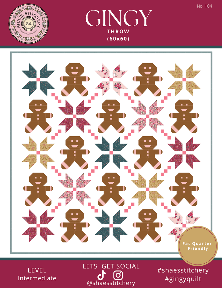 Gingy Quilt Pattern and Sock Pattern Bundle - PDF - Shae's Stitchery - Quilt Pattern