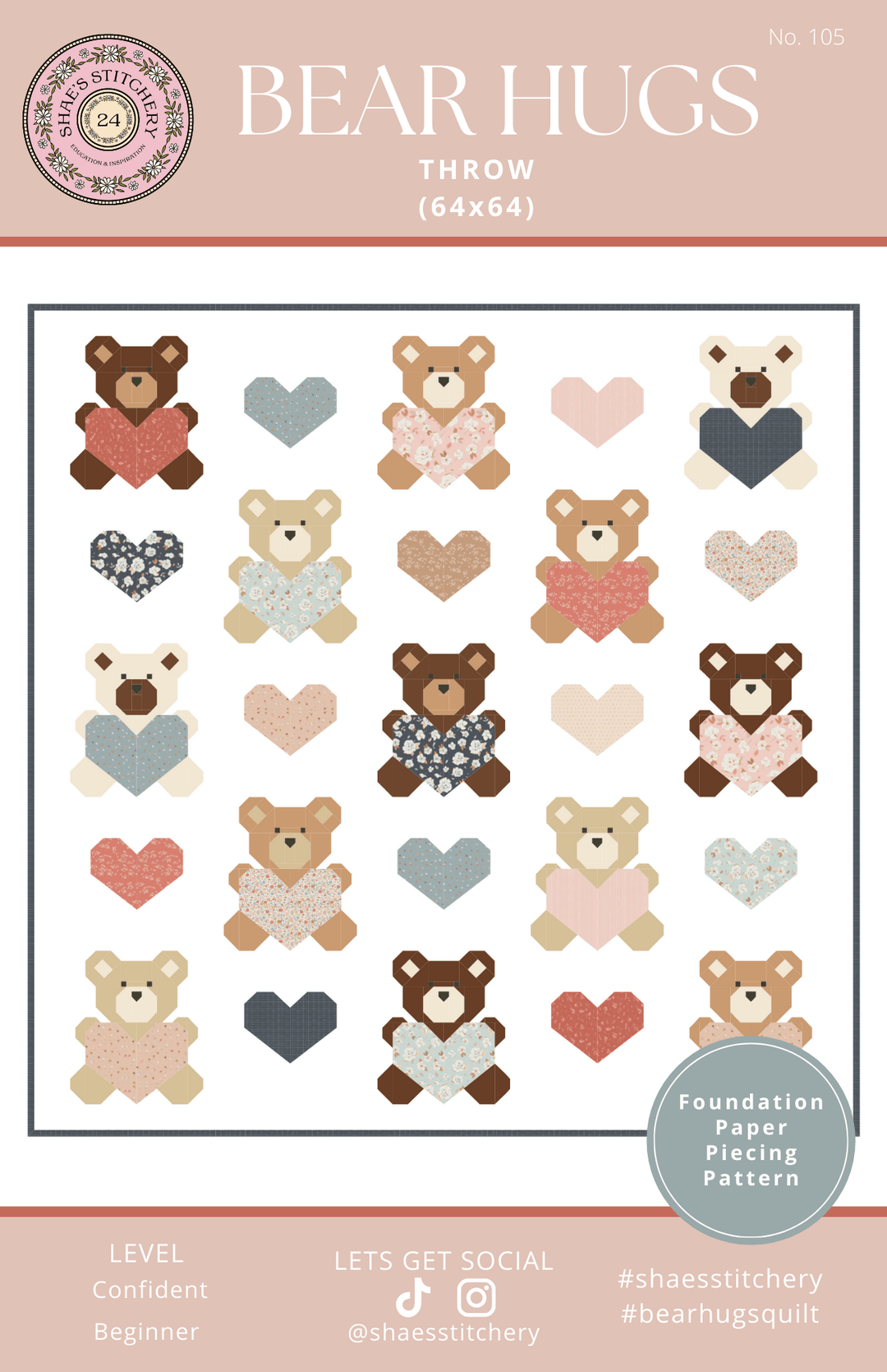Bear Hugs Quilt Pattern - PAPER (WHOLESALE) - Shae's Stitchery - Quilt Pattern