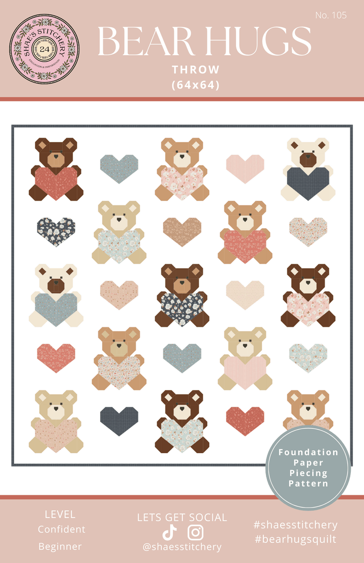 Bear Hugs Quilt Pattern - PAPER (WHOLESALE) - Shae's Stitchery - Quilt Pattern