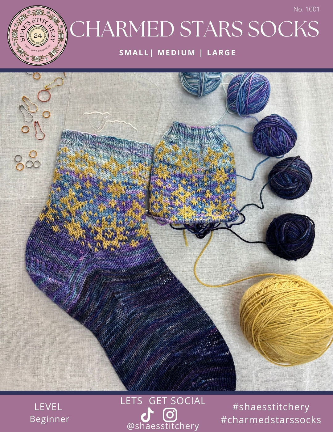 Charmed Stars Sock Knitting Pattern - PDF - Shae's Stitchery - 