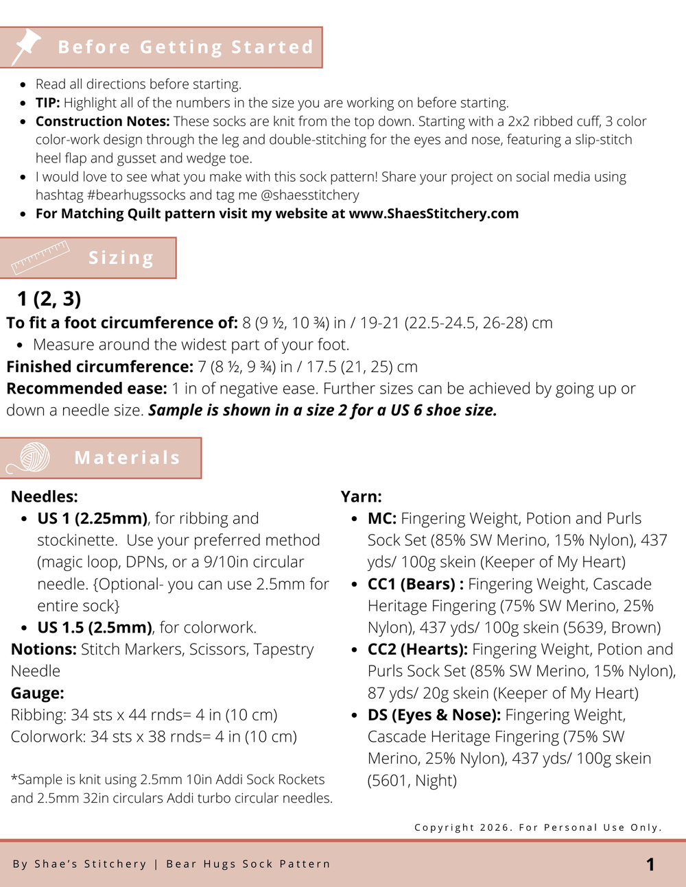 Bear Hugs Quilt Pattern and Sock Pattern Bundle - PDF - Shae's Stitchery - Quilt Pattern and Sock Pattern Bundle