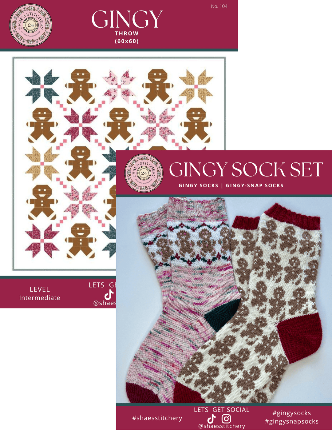 Gingy Quilt Pattern and Sock Pattern Bundle - PDF - Shae's Stitchery - Quilt Pattern