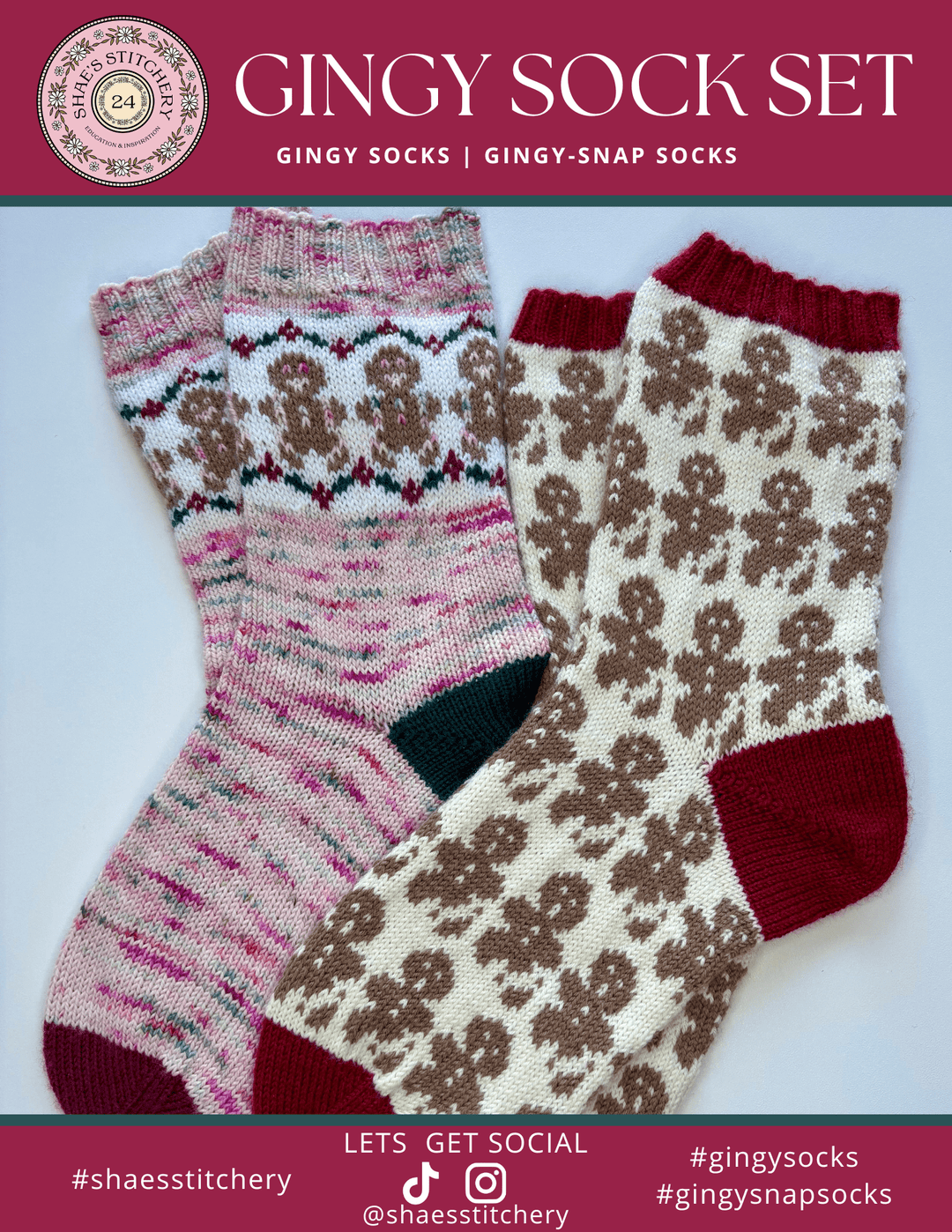 Gingy Sock Pattern Set - PDF - Shae's Stitchery - Sock Pattern