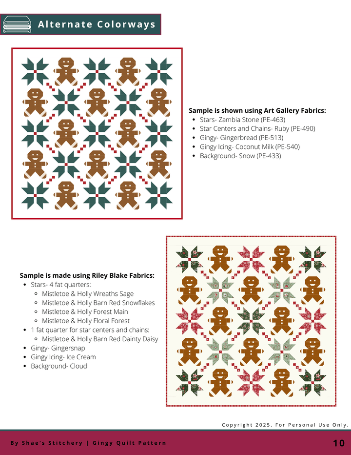 Gingy Quilt Pattern and Sock Pattern Bundle - PDF - Shae's Stitchery - Quilt Pattern