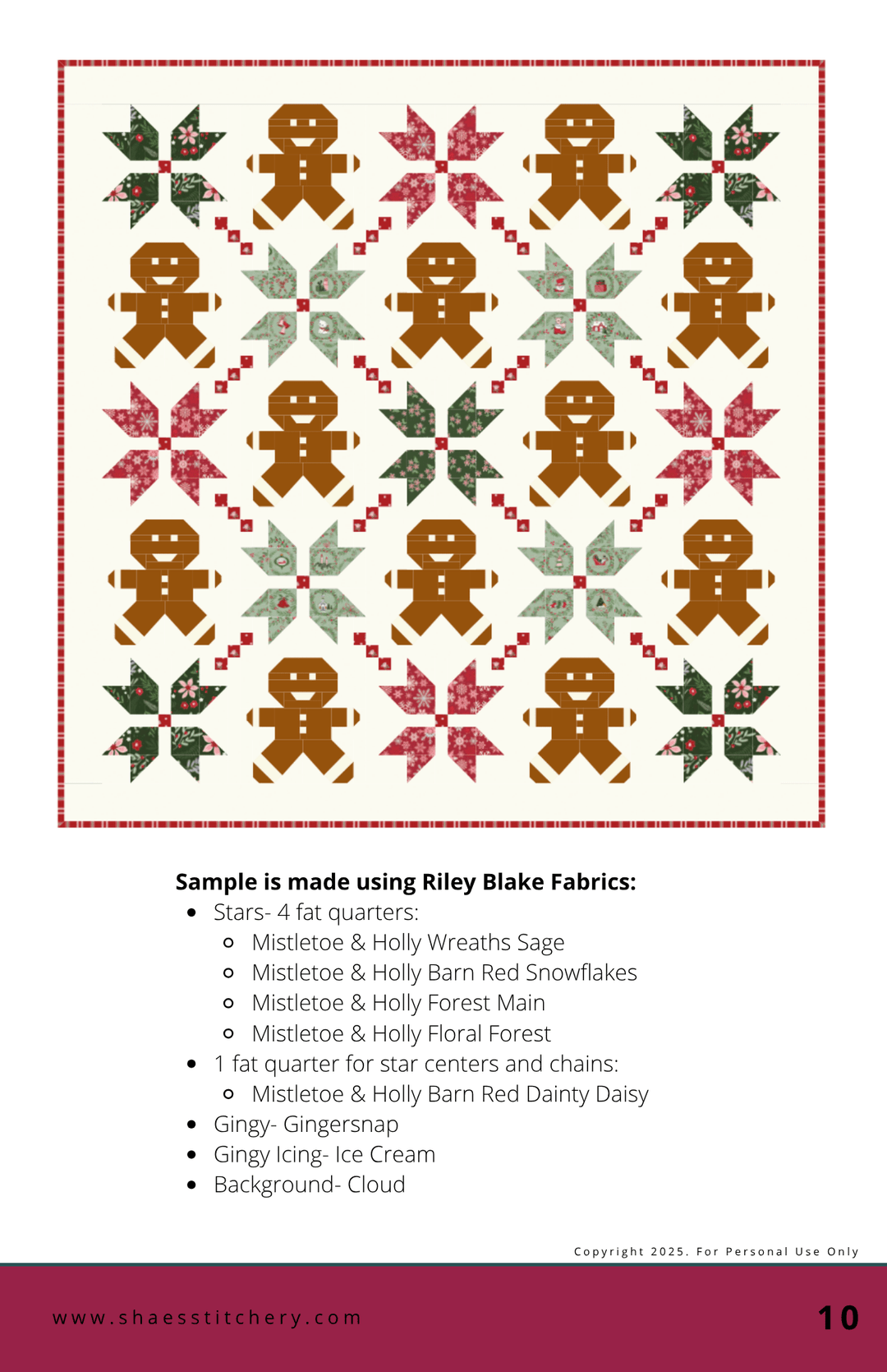 Gingy Quilt Pattern - PAPER (WHOLESALE) - Shae's Stitchery - Quilt Pattern