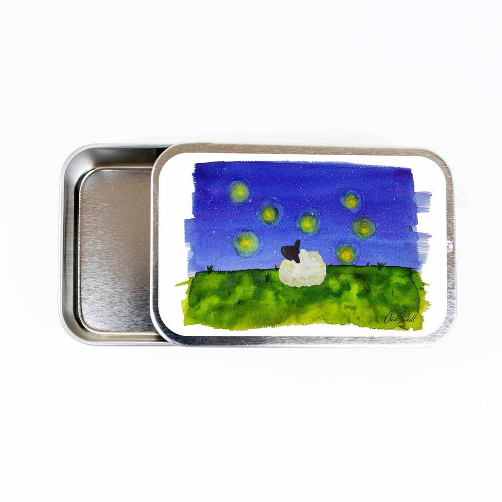 Twice Sheared Sheep - Firefly Dreams Stitch Marker Storage Tin - Shae's Stitchery - notion tin