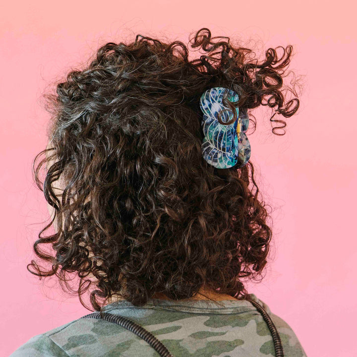 Sarah Hearts - Blue Yarn Skein Hair Claw Clip - Shae's Stitchery - Claw Clip