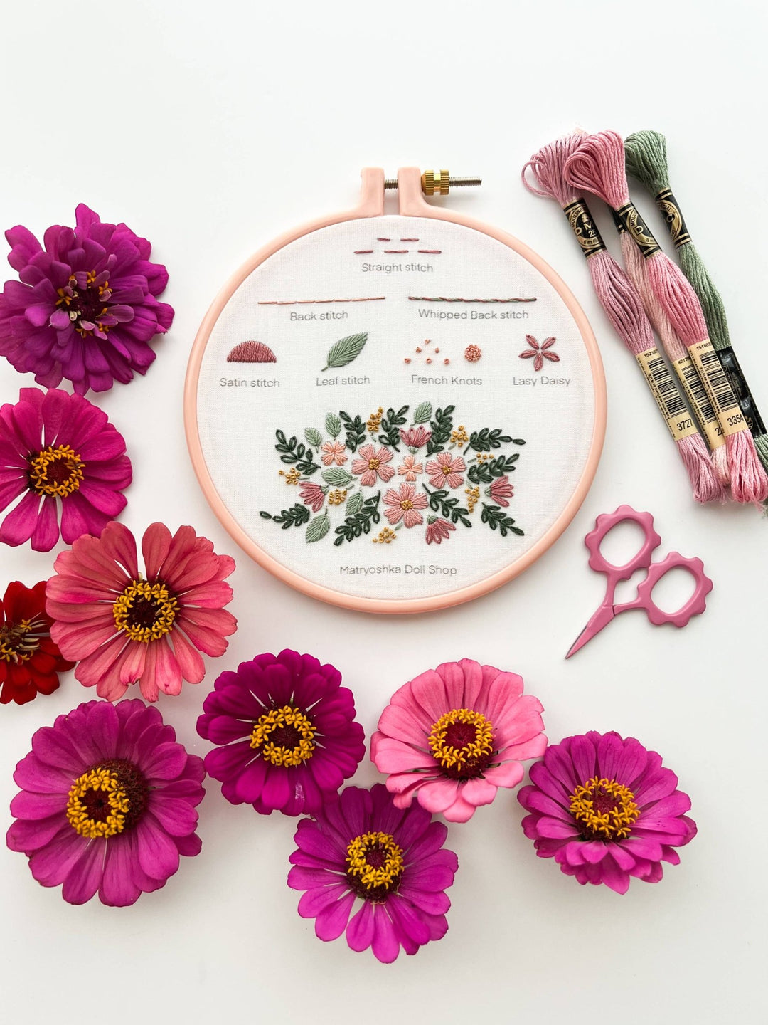 Matryoshka Doll Shop - Small Flower scissors, tiny embroidery scissors - Shae's Stitchery -
