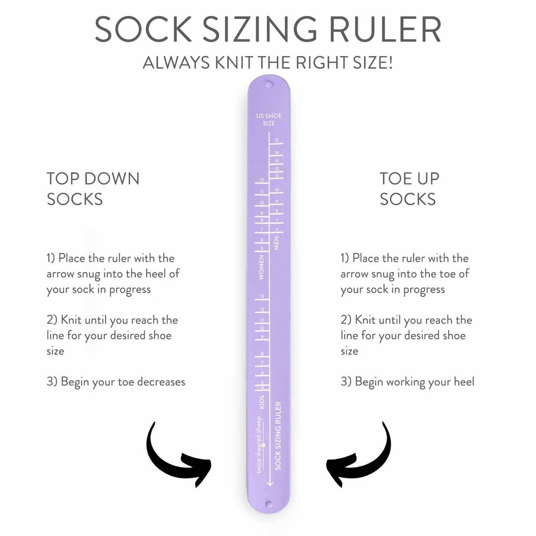 Twice Sheared Sheep - Sock Sizing Ruler - Sock Knitting Bracelet Ruler - Shae's Stitchery - Knitting Notion