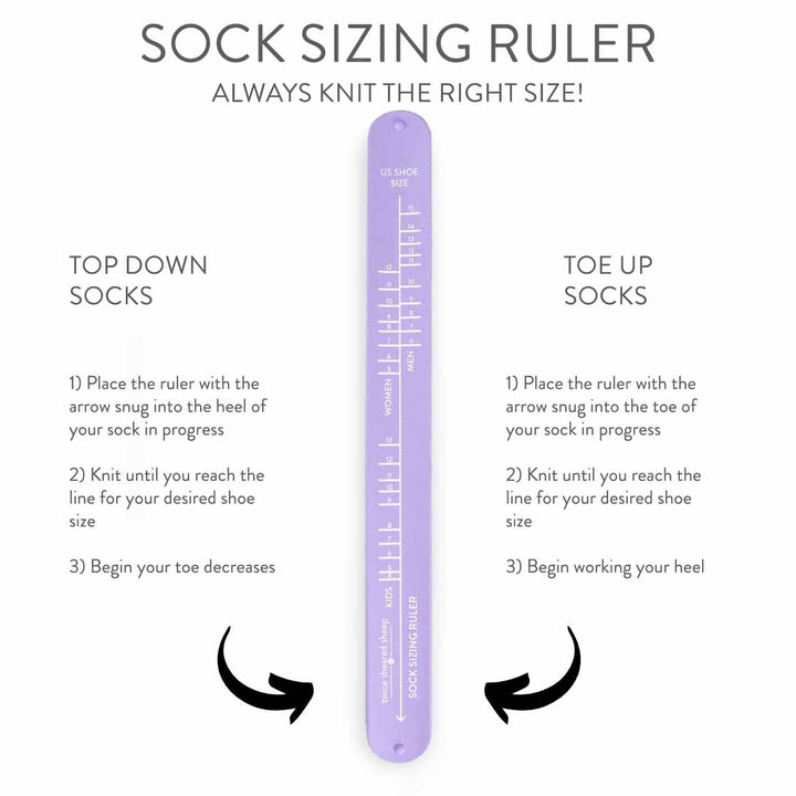 Twice Sheared Sheep - Sock Sizing Ruler - Sock Knitting Bracelet Ruler - Shae's Stitchery - Knitting Notion