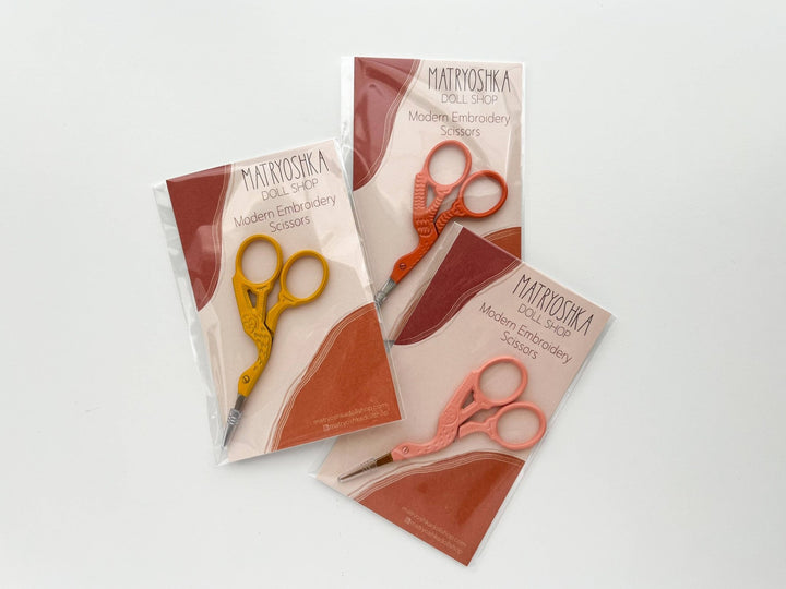 Matryoshka Doll Shop - Bird scissors, small sewing scissors, stork scissors - Shae's Stitchery -