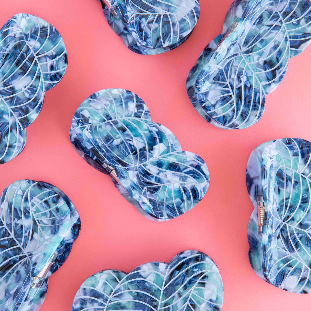 Sarah Hearts - Blue Yarn Skein Hair Claw Clip - Shae's Stitchery - Claw Clip