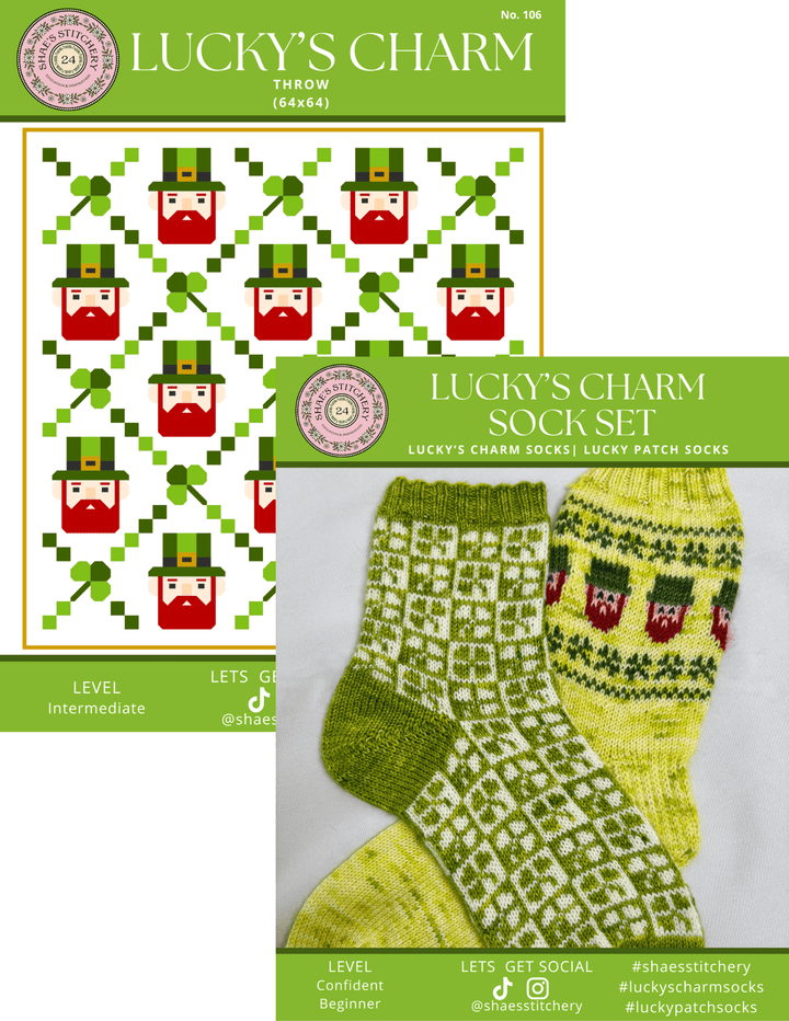 Lucky's Charm Quilt Pattern and Sock Pattern Bundle - PDF - Shae's Stitchery - Quilt Pattern and Sock Pattern Bundle